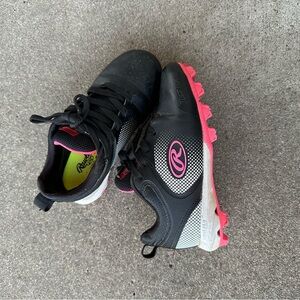 Rawlings Black and Pink Kids Baseball Cleats